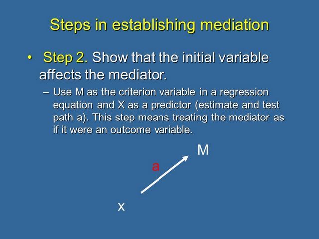 Step 2 Show that the initial variable affects the mediator